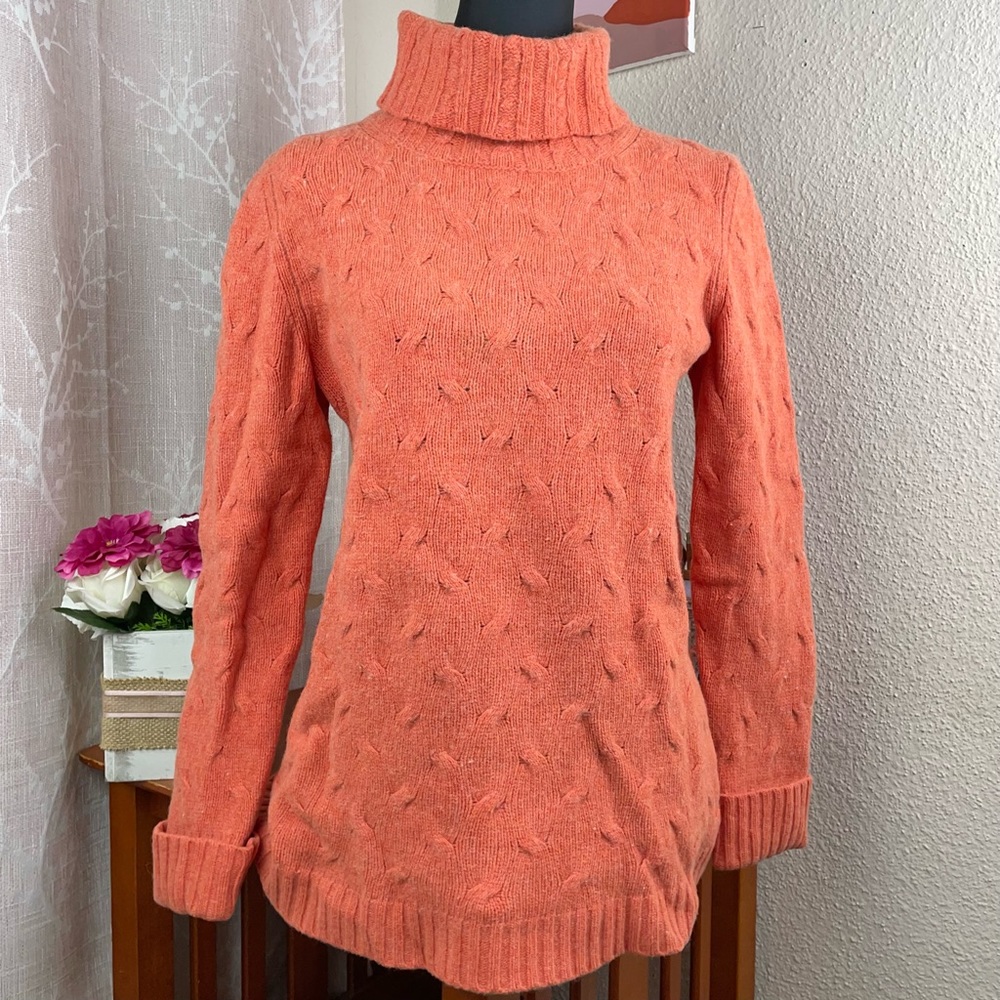 Lafayette 148 NY Orange Turtleneck Knit 🧶 Sweater
